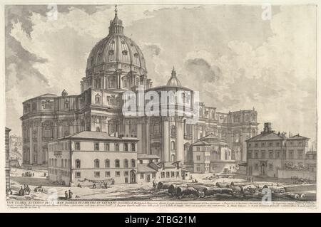 Blick auf das Äußere der St. Petersdom im Vatikan, aus Vedute di Roma (römische Ansichten) 1955 von Giovanni Battista Piranesi Stockfoto