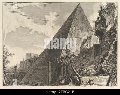 Die Pyramide von Gaius Cestius, aus Vedute di Roma (römische Ansichten) 1937 von Giovanni Battista Piranesi Stockfoto