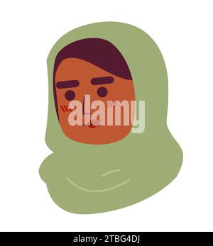 Bescheidene afroamerikanische Frau Hijab 2D Vektor Avatar Illustration Stock Vektor