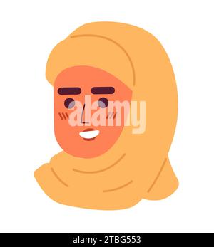 Lächelnde kaukasische Frau mit Hijab-2D-Vektor-Avatar-Illustration Stock Vektor
