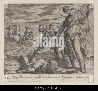 Platte 146: Hippolytus gerettet vom Tod (Hippolitum Dianae impulsu ad vitam revocat Aesculapius et Virbius vocatur), aus Ovids Metamorphosen 1951 von Antonio Tempesta Stockfoto