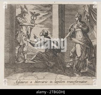 Platte 20: Quecksilber Turning Aglauros to Stone (Aglauros a Mercurio in lapidem transformatur), aus Ovids Metamorphosen 1951 von Antonio Tempesta Stockfoto