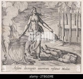 Platte 64: Medea restauriert Aesons Jugend (Aesoni decito iuventam Restituit Medea) aus Ovids Metamorphosen 1951 von Antonio Tempesta Stockfoto