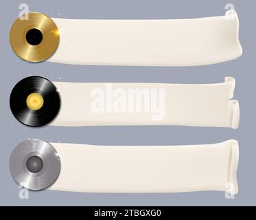 Gold-, Silber-, Platin-Album-Preis-CD-Belohnung mit Banner Stock Vektor