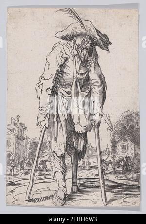 Reverse Kopie von Le Mendiant a la Jambe de Bois (der Bettler mit dem Holzbein), aus „Les Gueux Suite appelee aussi Les Mendiants, Les Baroni, ou Les Barons“ (die Bettler, auch Barone genannt) 1986 von Jacques Callot Stockfoto