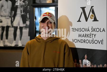 Prag, Tschechische Republik. Dezember 2023. Tschechische Tennisspielerin Marketa Vondrousova auf der Pressekonferenz in Prag, Tschechische Republik, 7. Dezember 2023. Quelle: Katerina Sulova/CTK Photo/Alamy Live News Stockfoto