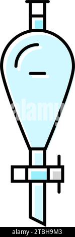 Vektordarstellung des Farbsymbols für den Scheidetrichter für chemische Glaswaren im Labor Stock Vektor