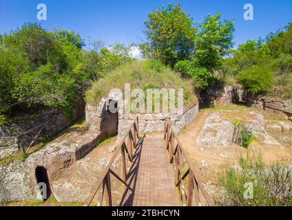 Cerveteri (Italien) - Cerveteri ist neben Rom eine der wichtigsten etruskischen Städte mit archäologischer Nekropole namens Banditaccia, Via degli Inferi Stockfoto