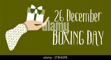 12. Dezember-Banner Zum Weihnachtsfeiertag. Hintergrund für Werbedesign mit Schriftzug. Zeichentrickvektor flache Illustration, Vorlage für Poster, Banner, Flyer, Stock Vektor