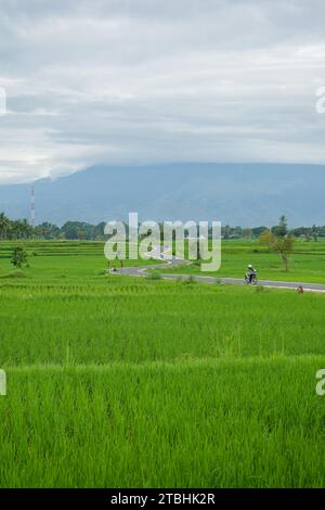 Aceh, Indonesien - Dezember 2023: Aktivitäten am Vormittag im Dorf Montasik Stockfoto