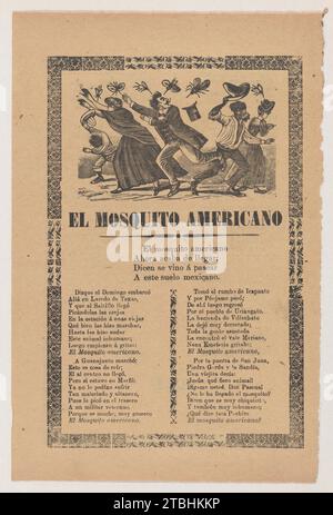 Broadsheet betreffend die amerikanische Moskito mit Vers kritisch über den amerikanischen Imperialismus 1946 von Jose Guadalupe Posada Stockfoto