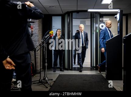 DEN HAAG – Geert Wilders (PVV) nach einem zweiten Gespräch mit dem Pfadfinder Ronald Plasterk und Parteichef Pieter Omtzigt (NSC). ANP KOEN VAN WEEL niederlande aus - belgien aus Stockfoto