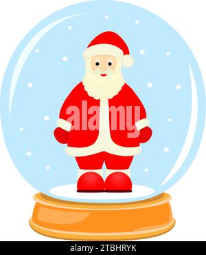Vektorabbildung. Weihnachtsmann in einer magischen Glaskugel. Silvester- und Weihnachtsillustration Stock Vektor