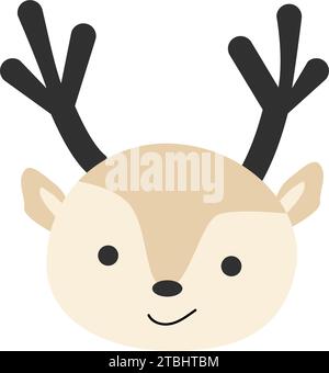 Süßes Hirschbaby-Gesicht, wildes Tierporträt, Kopf. Vektordarstellung isoliert. Niedliches Waldtier-Hirsch, lustig. Kann für Baby Hintergrund, Poster verwendet werden. Stock Vektor