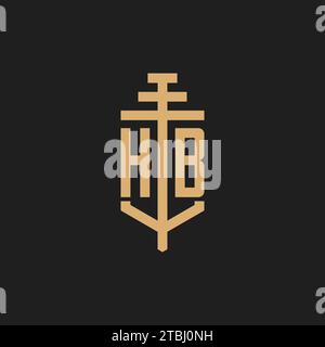 HB Initial-Logo-Monogramm mit Säulen-Icon-Design-Vektor, Anwaltskanzlei-Logo-Design-Inspiration Stock Vektor