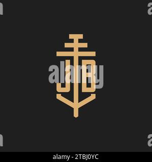 JB Initial Logo Monogramm mit Säulen-Icon Design Vektor, Anwaltskanzlei Logo Design Inspiration Stock Vektor