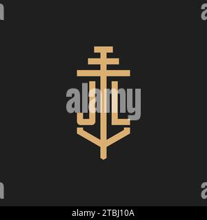 JL Initial-Logo-Monogramm mit Säulen-Icon-Design-Vektor, Anwaltskanzlei-Logo-Design-Inspiration Stock Vektor