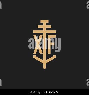 XF Initial Logo Monogramm mit Säulen-Symbol Design Vektor, Anwaltskanzlei Logo Design Inspiration Stock Vektor