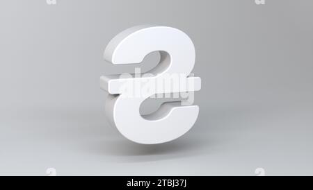 Einfach weißes Hryvnia-Geldsymbol auf einem weichen grauen Studiohintergrund. UAH-Währungsumtausch. Geschäftskonzept. Abbildung 3D-Rendering. Stockfoto