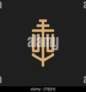 UU Initial-Logo-Monogramm mit Säulen-Icon-Design-Vektor, Anwaltskanzlei-Logo-Design-Inspiration Stock Vektor