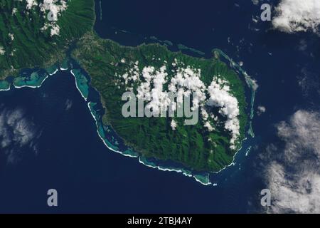 Satellitenbild von Tahiti, einer Insel Französisch-Polynesiens. Stockfoto