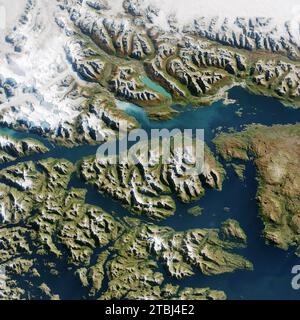 Satellitenansicht von Ushuaia, Argentinien. Stockfoto