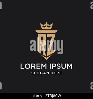 RZ-Monogramm mit mittelalterlichem Stil, Luxus und eleganten Design-Ideen Stock Vektor