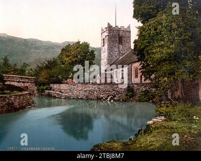 Grasmere Church, Lake District, CA 1895, England, Historisch, digitale restaurierte Reproduktion von einer Vorlage aus dem 19. Jahrhundert / Grasmere Church, Lake District, CA 1895, England, Historical, digital restaurierte Reproduktion eines Originals aus dem 19. Jahrhundert Stockfoto