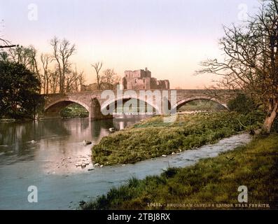 Ullswater, Broughman Castle und Brücke, nahe Penrith, Lake District, CA 1895, England, historisch, digital restaurierte Reproduktion von einer Vorlage aus dem 19. Jahrhundert / Ullswater, Broughman Castle and Bridge, nahe Penrith, Lake District, CA 1895, England, historische, digital restaurierte Reproduktion eines Originals aus dem 19. Jahrhundert Stockfoto