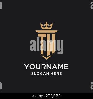 TW-Monogramm mit mittelalterlichem Stil, Luxus und eleganten Design-Ideen Stock Vektor