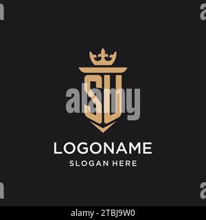 SU-Monogramm mit mittelalterlichem Stil, Luxus und eleganten Design-Ideen Stock Vektor