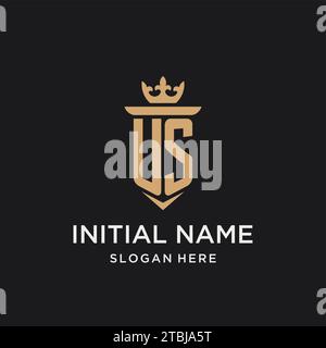 US-Monogramm mit mittelalterlichem Stil, Luxus und eleganten Design-Ideen Stock Vektor