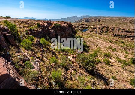 Die Asir Mountains vom Aussichtspunkt Habala (Al-Habalah), eines der beliebtesten Reiseziele in Saudi-Arabien. Stockfoto