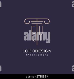 EY Initial mit Säulen-Logo, Design-Ideen im Stil des luxuriösen Anwaltsbüros Stock Vektor