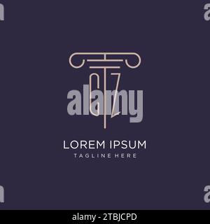 CZ Initial mit Säulen-Logo, Design-Ideen im Stil des luxuriösen Anwaltskanzleilogos Stock Vektor