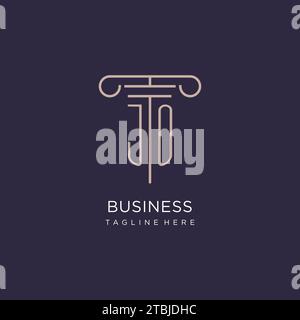 JO Initial mit Säulen-Logo, Design-Ideen im Stil des luxuriösen Anwaltsbüros Stock Vektor