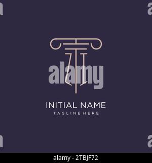 ZI Initial mit Säulen-Logo, Design-Ideen im Stil des luxuriösen Anwaltsbüros Stock Vektor
