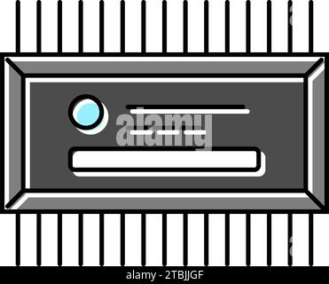Vektordarstellung des Farb-Symbols des Mikrocontrollers für Elektroingenieure Stock Vektor