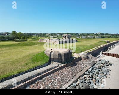 Deutsche Bunker aus dem 2. Weltkrieg, Gorey Jersey Drohne, Luft Stockfoto