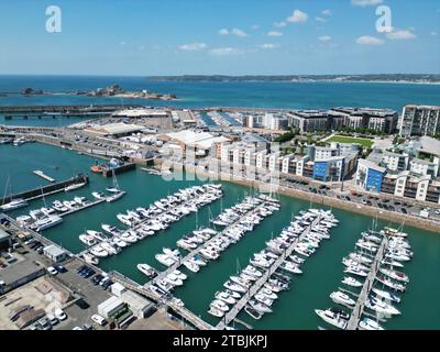 St Helier Harbour Jersey Channel Islands Drohnenantenne Stockfoto