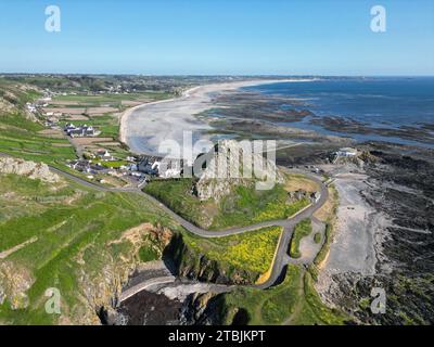 St. Ouen Bay Jersey Kanalinseln Drohne, Luftfahrt Stockfoto