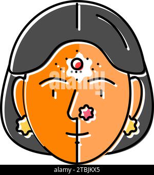 bindi Stirn Dekoration Farbe Symbol Vektor Illustration Stock Vektor