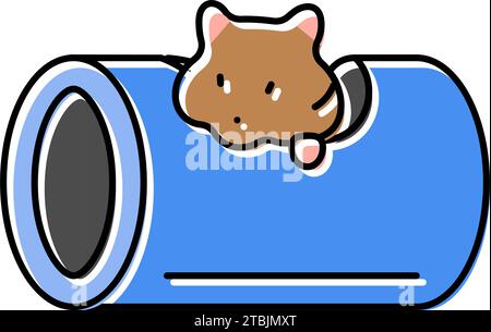Hamster in Tunnel PET Color Icon Vektor Illustration Stock Vektor