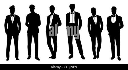 Silhouetten eleganter Geschäftsmänner im Smoking Stock Vektor