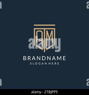 Initial AM Shield Logo Monoline Stil, moderne und luxuriöse Monogramm Logo Design Vektorgrafik Stock Vektor