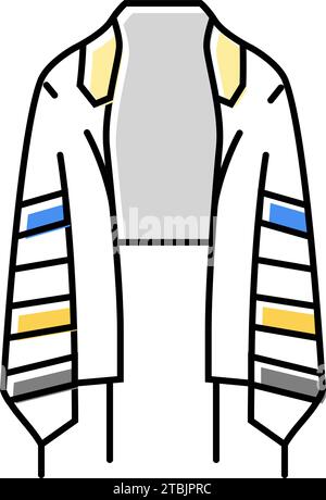 Tallit Gebet Schal Farbe Symbol Vektor Illustration Stock Vektor