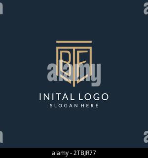 Initial BF Shield Logo Monoline Stil, modernes und luxuriöses Monogramm Logo Design Vektorgrafik Stock Vektor