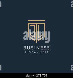 Initial JL Shield Logo Monoline Stil, modernes und luxuriöses Monogramm Logo Design Vektorgrafik Stock Vektor