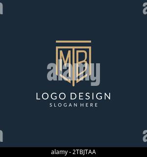 Ursprüngliches MB-Schild-Logo im Monoline-Stil, modernes und luxuriöses Monogramm-Logo-Design Vektorgrafik Stock Vektor