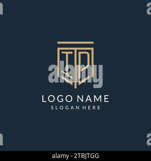 Initial IP Shield Logo Monoline Stil, modernes und luxuriöses Monogramm Logo Design Vektorgrafik Stock Vektor